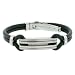 Bracelet Mens Stainless Steel Black Rubber with Link Design Matte Polish Finish 8 1/2" Bucasi SALE