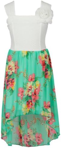 Just Kids Big Girls' Aloha Chiffon Hi-Low Dress Set 6 Jade