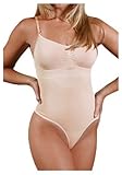 N-fini Shapewear Cami Slimming Shaper Bra Bodysuit Thong Bottom Style #596 (Black or Nude) Available in SM to 4XL