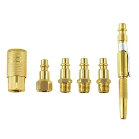Buy 6pc Solid Brass Air Quick-Connect Coupler Set - Pocket Blow Gun by JN now!