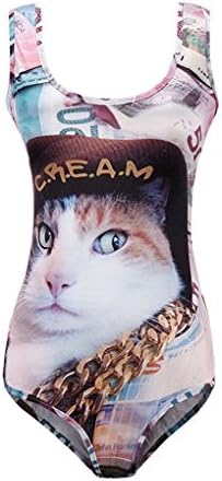 FSLP Women's Colorful Print One Piece Sexy Swimwear Free Size Cat