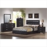 Kearny Faux Leather Bedroom Set in Black Size: California King