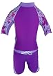 Seaside UV Sun Protective Girls 2 Piece Set: Short Sleeve Rashguard Top & Shorts (UPF 50+)