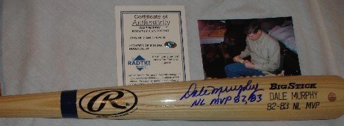 Dale Murphy Autographed/Hand Signed Rawlings Big Stick Baseball Bat with 82, 83 NL MVP Inscription