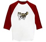 Norwegian Forest Cat- Image - Raglan 3/4 Sleeve T-Shirt, White/Red, X-Large