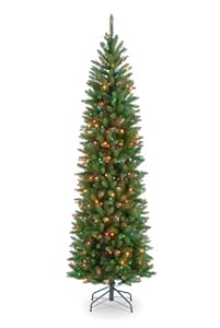 #!Cheap National Tree 7 1/2' Kingswood Fir Pencil Tree, Hinged, 350 Multi-Colored Lights (KW7-313-75)