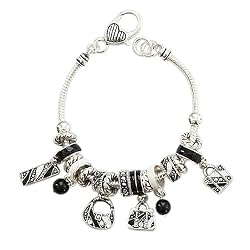 Designer Style Silver Black and White Handbags Charm Bracelet