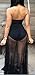 Baifern Women's Sexy Bustier Off Shoulder Low Cut See Through Sleeveless Dress