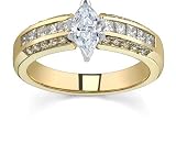 0.98 CT MARQUISE DIAMOND 18K YELLOW GOLD RING NEW