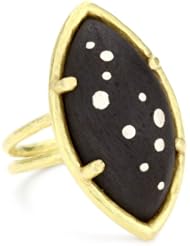 Julieli "Eco" Black Ebony with 18k Gold and Pure Sterling Silver Inlaid Ring
