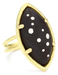 Julieli "Eco" Black Ebony with 18k Gold and Pure Sterling Silver Inlaid Ring