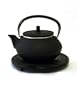 Black Cast Iron Teapot With Trivet By Moda - 17.5 oz