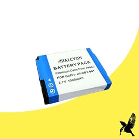 Halcyon 1500 mAH Lithium Ion Replacement Battery for GoPro HD HERO Naked Wearable 5MP Digital Camera and GoPro AHDBT-001 AHDBT-002