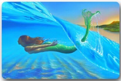 The Sea Life Mermaid Floor Mat Door Mat Neoprene Rubber Non Slip Machine Washable Outdoor Indoor Bathroom Kitchen Decor Rug Mat Welcome Doormat 23.6x15.7 inche