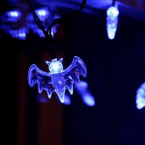 Nascco 20 Led Battery Operated String Lights Blue Bat Fairy Lights for Halloween Decoration