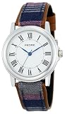 Pedre Women's 0235SX Silver-Tone with Brown Plaid Strap Watch