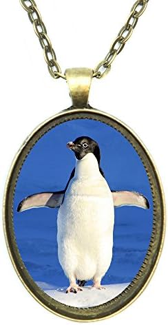 Penguin Animal Aura Antique Gold Bronze Pendant with Chain Necklace
