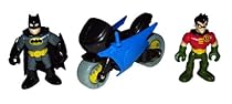 IMAGINEXT BAT CAVE Figures- DC SUPERFRIENDS Batman,Robin,Motorcycle