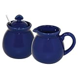 Chantal Ceramic Sugar & Creamer Set, 10-Ounces Each, Glossy Indigo Blue