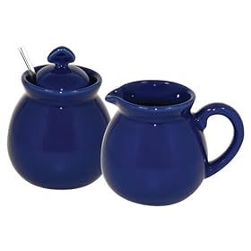 Chantal Ceramic Sugar and Creamer Set, 10-Ounces Each, Glossy Indigo Blue by Chantal