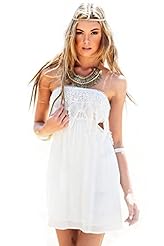 Sexy Strapless Backless Lace Polyester Sleeveless Mini Dress 