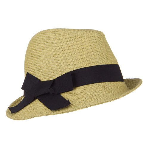 Fine Woven Woman Slanted Fedora - Natural W19S71D