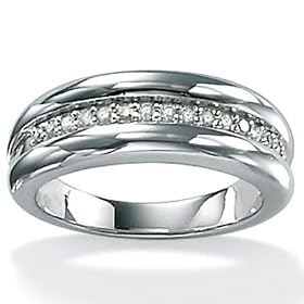 Diamond Platinum Over Sterling Silver Round Ring: Jewelry