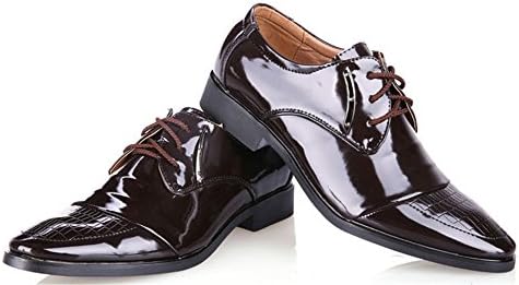 fashion casual Oxford leather dress lace up slip on cap toe pointed men shoes Brown 9 D(M) US