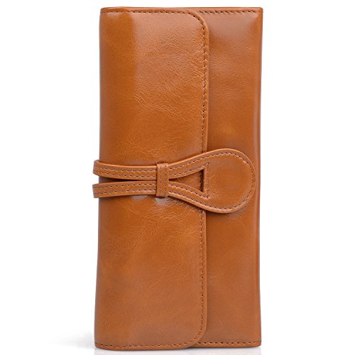 Jack&Chris Women's Genuine Leather Organizer Wallet Card Case Purse, WBXH053 (Brown)