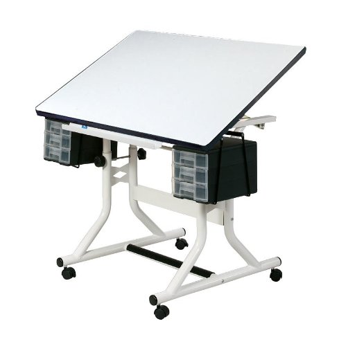 Alvin And Co. Craftmaster Art, Drawing  &  Hobby Table With White Base And White Or Maple Top Top: White