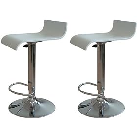 ASIMO - Pair of 2 Barstools, Swivel Bar Kitchen Breakfast Stools in white NEW