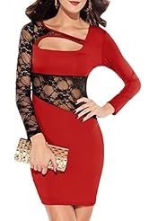 Fitted Lace Long Sleeves Above the Knee Bodycon Dress 