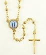 15" Lady Grace Rosary with 3mm Gold Plated Beads and Crucifix - MADE IN ITALY