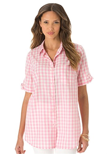 Roamans Women's Plus Size French Check Bigshirt