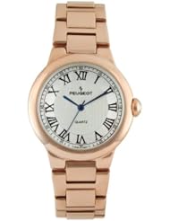 Peugeot Womens 7086RG Roman Guilloche Dial Rose Gold Watch