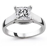 Platinum 1.50 Carat Princess Cut Trellis Setting Solitaire Diamond Ring - (G-H;SI1-2)