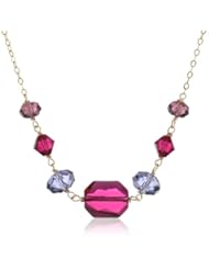 Gold over Sterling Silver with Swarovski Elements Crystal Multi-Color Bead Linked Chain Necklace, 16"