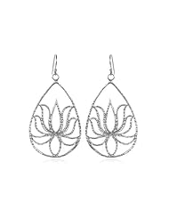 Satya Jewelry "Satya Lotus Teardrop" Sterling Silver Earrings