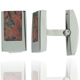 Michael Valitutti Stainless Steel & BROWN Marble Cufflinks