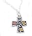 Handcrafted Kevin N Anna Tri-Tone Cross 925 Sterling Silver and Gold Filled Charm Necklace on 925 Sterling Silver Chain - Comes Gift Boxed