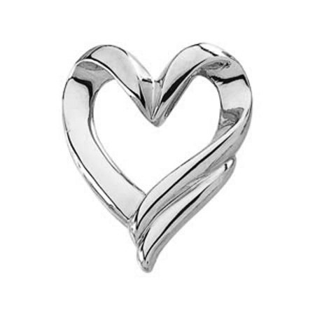 Heart Chain Pendant Slide 14K White Gold