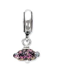 Sterling Silver s Purple Dichroic Glass Dangle Bead by Reflection Beads, Best Quality Free Gift Box Satisfaction Guaranteed