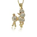 Gold Tone Poodle Doggy Clear Crystal Pendant Fashion Jewelry Necklace