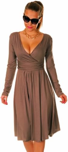Glamour Empire Women's V Neck Long Sleeve Circle Jersey Dress 890