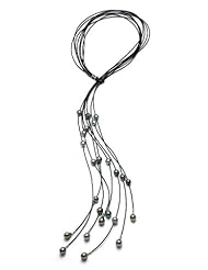 PremiumPearl 8-10mm Baroque Black Tahitian Pearl Necklace AA+ Quality, 28" Length