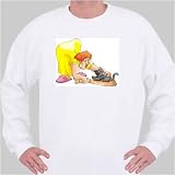 Sweatshirt with body, individuals, individual, humans, woman, person, broom, cleaning, human, persons, cat, sweeping, people