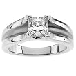 14K White Gold Diamond Engagement Ring Mounting - CENTER STONE NOT INCLUDED