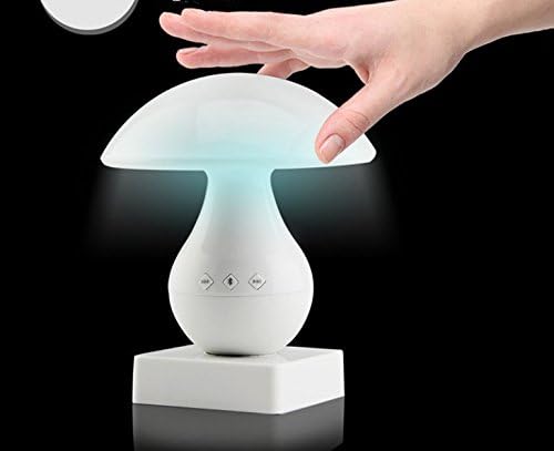 Topten Tech Bluetooth Speaker LED Light Lamp - Touch Dimmable LED Lights - Cute Mushroom Design Support TF Card , Suitable for iPhone iPad for Home Children (White)