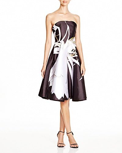 ML Monique Lhuillier Women's Strapless Floral Print Party Dress 14 Onyx