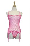 Exposed By Magic Silk : Exposed By Magic Silk Fishnet Collection, Fishnet Merry Widow And G-string, Pink, Small/Meduim
